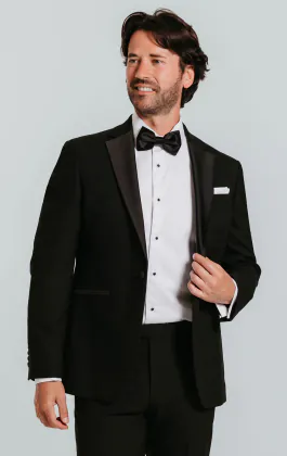Veste de smoking noir à revers cranté