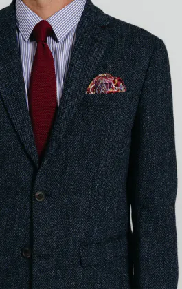 Harris Tweed Veste bleue à chevrons