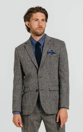 Harris Tweed Veste grise à chevrons