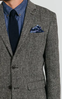 Harris Tweed Veste grise à chevrons