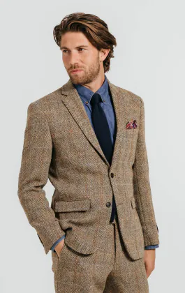 Harris Tweed Veste marron à gros carreaux