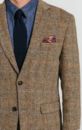 Harris Tweed Veste marron à gros carreaux