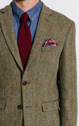 Harris Tweed Veste verte à gros carreaux