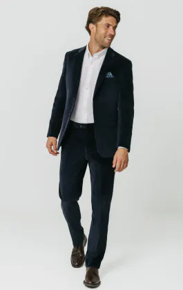 Veste en velours côtelé bleu marine