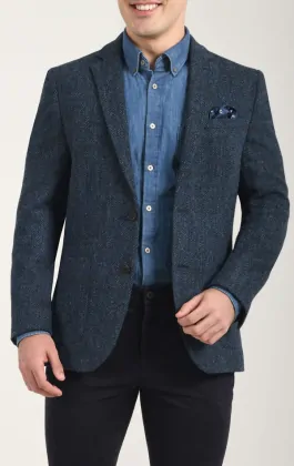 Harris Tweed Veste Tweed Bleu ?� Chevrons | Dobell