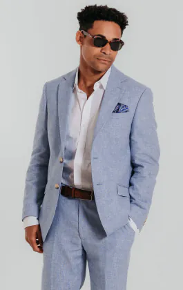 Veste en lin bleu clair