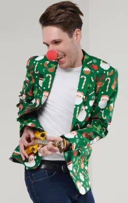 Veste De Noël Humour Pour Homme - Coupe Slim Fit - Col à Revers - Pour Fêtes à Thème, Soirée Déguisée