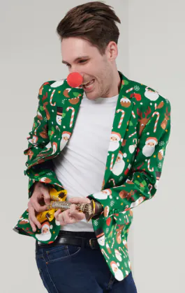 Veste de Noël vert Père Noël & amis