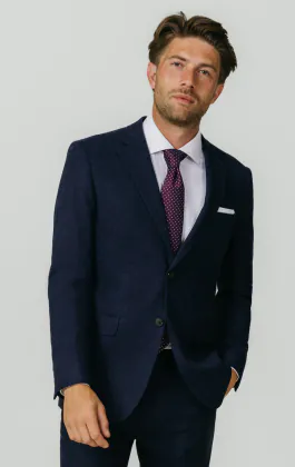 Veste de costume tweed donegal bleu marine