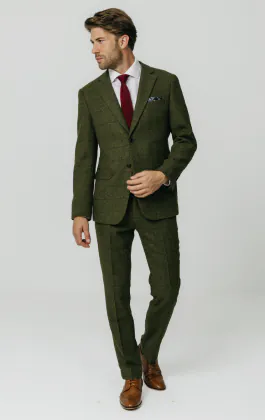 Veste en tweed verte à gros carreaux