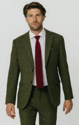 Veste en tweed verte à gros carreaux