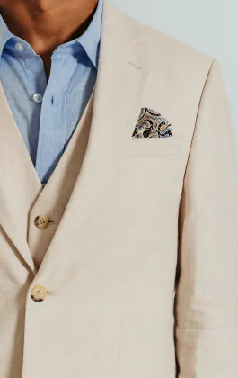 Veste en lin couleur crème coupe slim