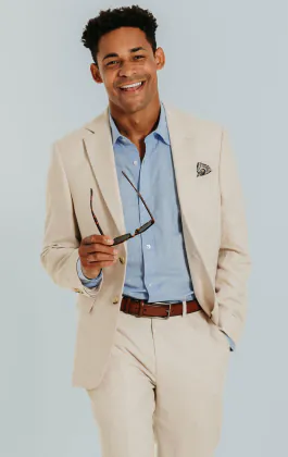 Veste en lin couleur crème coupe slim