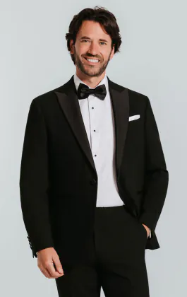 Veste de smoking noir à col en pique