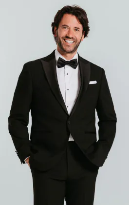 Veste de smoking noir, coupe slim à col en pique