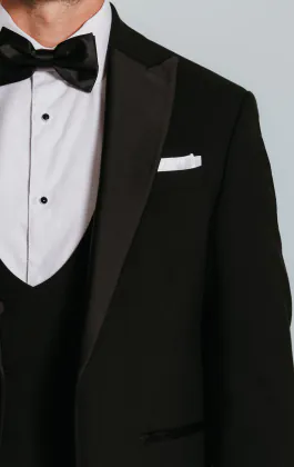 Veste de smoking noir, coupe slim à col en pique