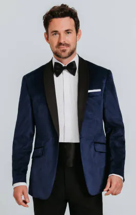 Veste velours bleu marine
