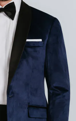Veste velours slim bleu marine