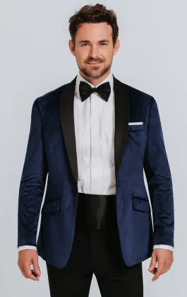 Veste velours slim bleu marine