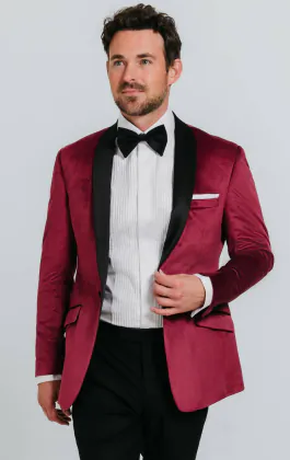 Veste velours slim bordeaux
