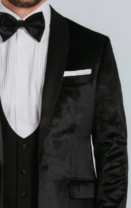 Veste velours slim noire