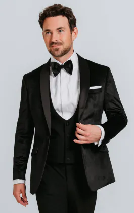 Veste velours slim noire