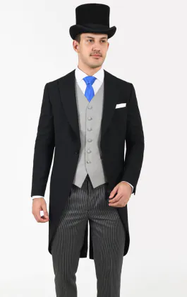 Costume de Cérémonie à Chevrons laine, Chapeau Haut-de-Forme, Gilet, Chemise Habillée
