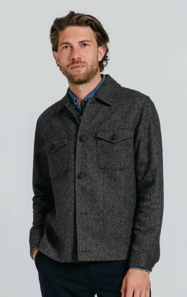Veste Lucas Tweed - Chevron Gris - Laine - Sézane