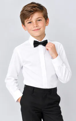 Chemise habillée unie boutonnée sous-patte, col standard, garçon
