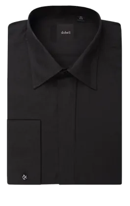 Chemise habillée unie noire, col standard