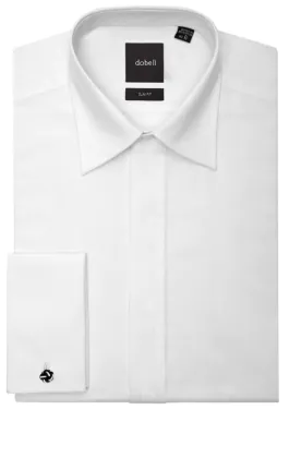 Chemise habillée unie, coupe slim, col standard, 100% coton