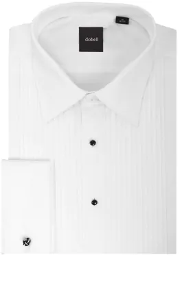 Chemise habillée, plastron plissée devant, col standard, 100% coton