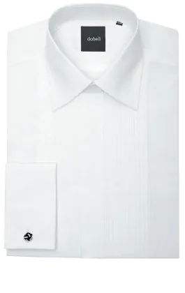Chemise blanche, plissé devant, coupe slim avec col classique