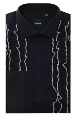 Chemise habillée noire à volants blancs