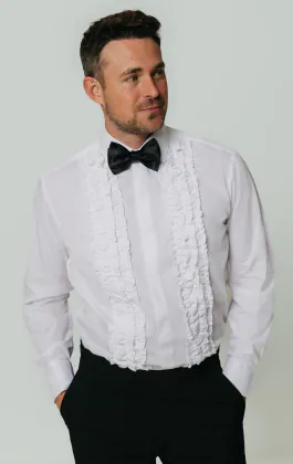 Chemise habillée blanche à volants