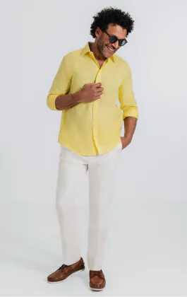 Chemise en lin jaune