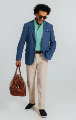 Chemise en lin aqua