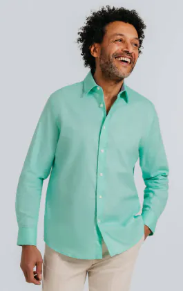 Chemise en lin aqua