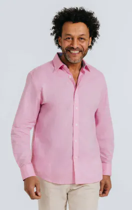 Chemise en lin rose