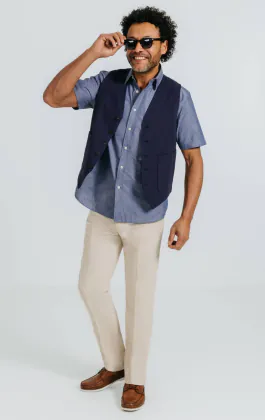 Chemise à manches courtes à imprimé floral bleu