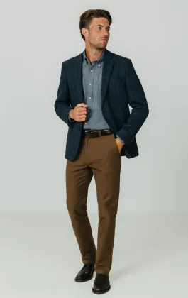 Chemise en coton brossé bleu