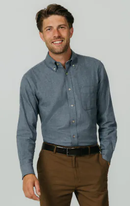 Chemise en coton brossé bleu