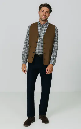 Chemise en coton brossé à carreaux verts et gris