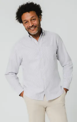 Chemise oxford à rayures bleues et blanches