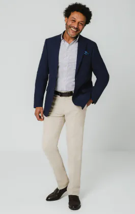 Chemise oxford à rayures bleues et blanches