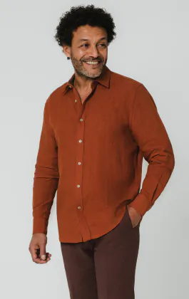 Chemise en lin rouille