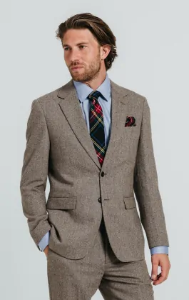 2020 Vintage Mens Costumes Costumes Tweed De Laine 3 Pièces Brun Kaki