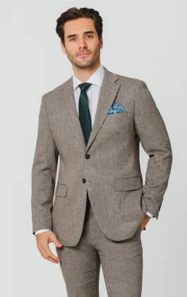 Costume tweed marron à chevrons