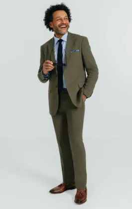 Costume en sergé de lin vert