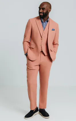 Costume décontracté en sergé de lin corail